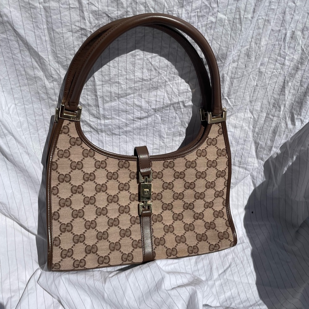 Tan and brown shoulder bag
